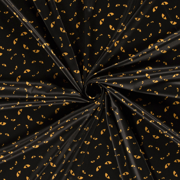 Polyester Jersey fabric Black printed and foil 