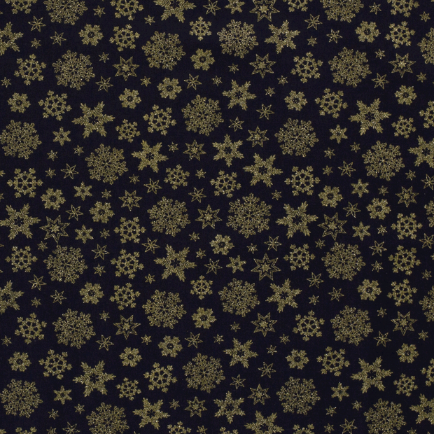 Cotton Poplin fabric Christmas stars Navy