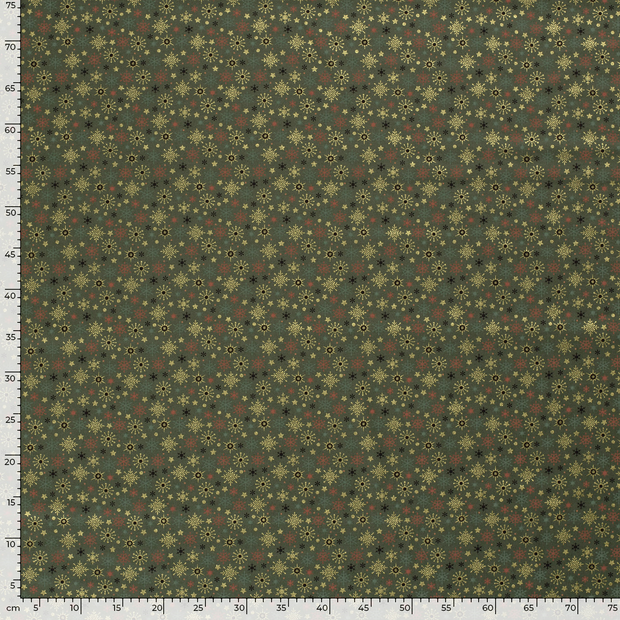 Cotton Poplin fabric Christmas ornaments Green