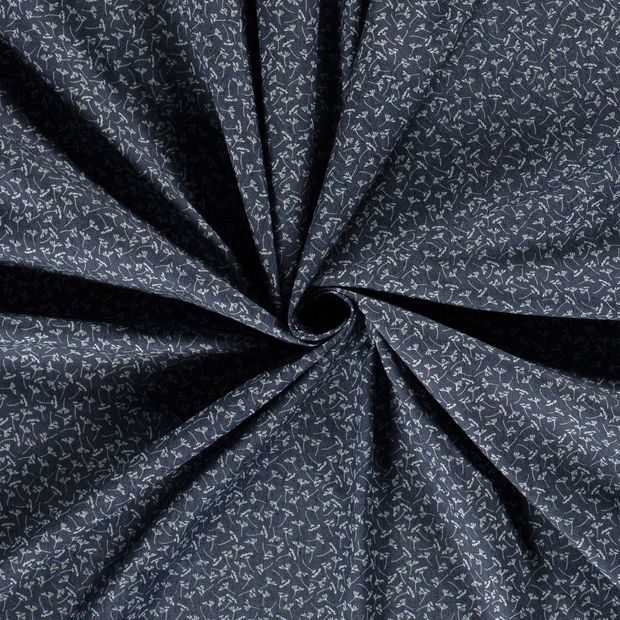 Denim fabric Navy printed 