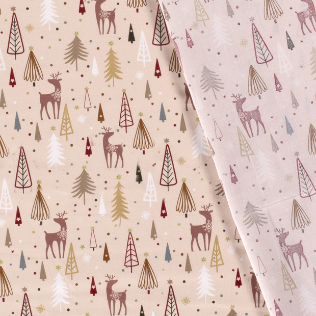 Cotton Poplin fabric Christmas printed and foil 