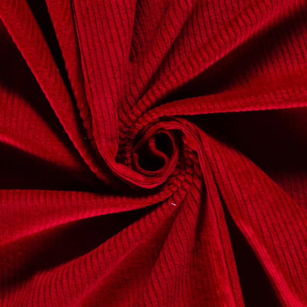 Jumbo Cord Stretch 6w fabric Unicolour Red