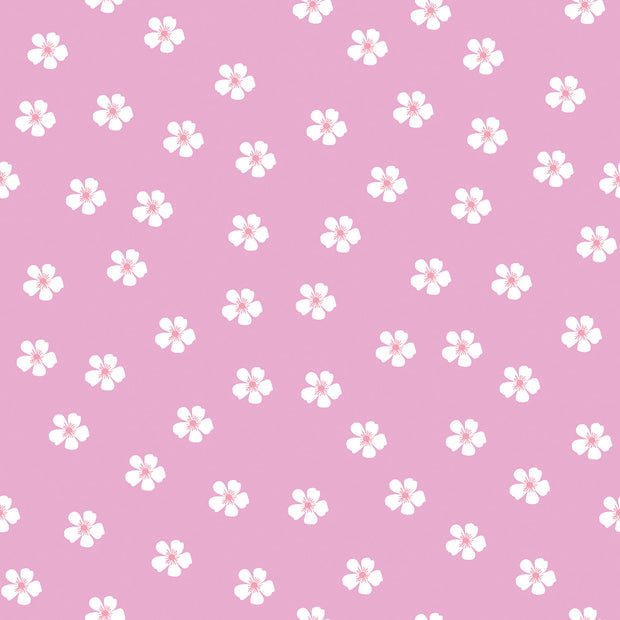 Cotton Poplin fabric Flowers Pink