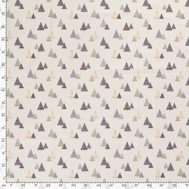 Cotton Poplin fabric Christmas ornaments Beige