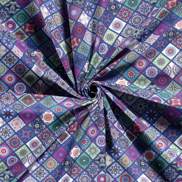 Cotton Poplin fabric Cobalt printed 