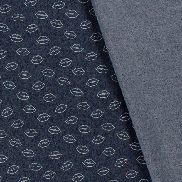 Denim fabric Faces printed 