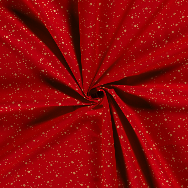 Cotton Poplin fabric Red printed and foil 