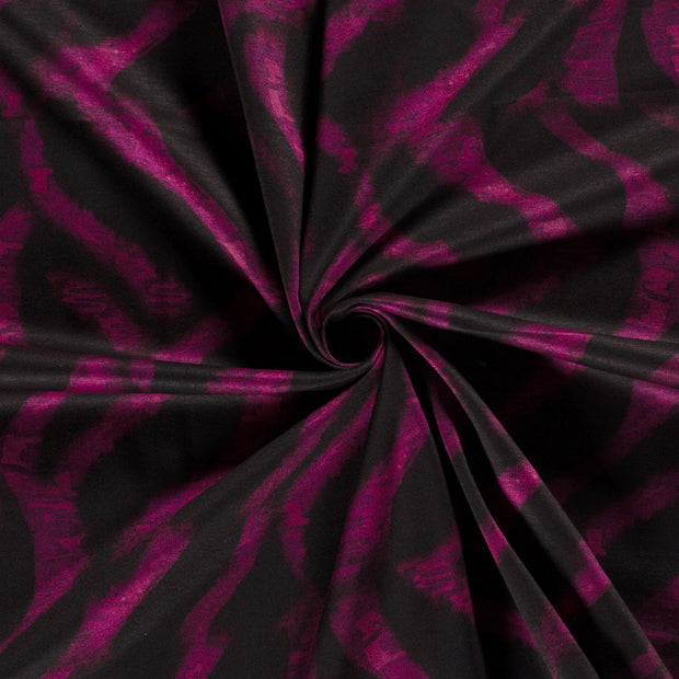 Poly Viscose Jersey fabric Fuchsia discharge printed 