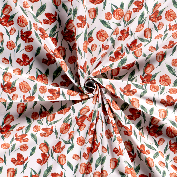 Cotton Poplin fabric Optical White printed 