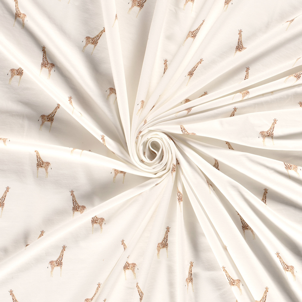 Cotton Jersey fabric Off White digital printed 