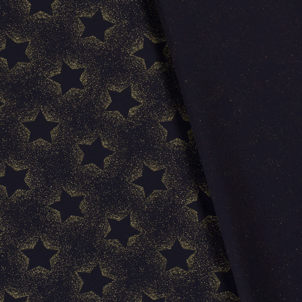 Cotton Poplin fabric Christmas stars printed and foil 