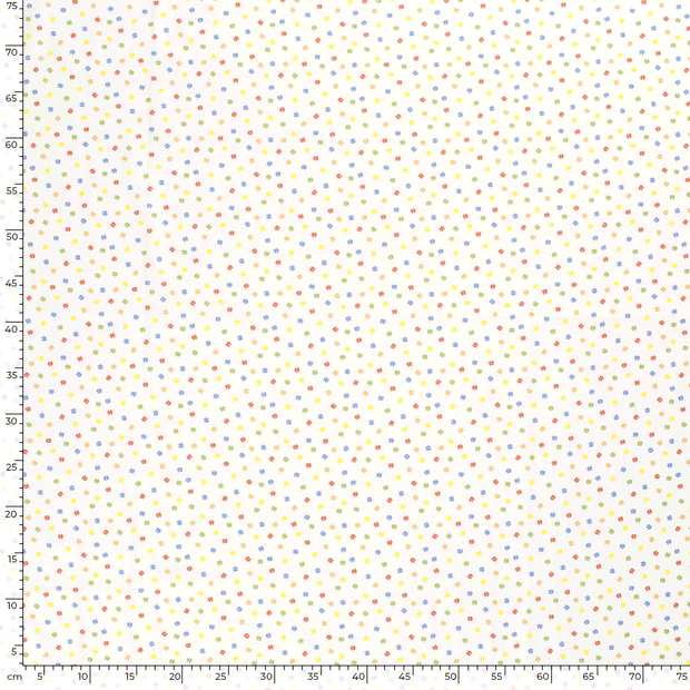Cotton Poplin fabric Flowers Optical White
