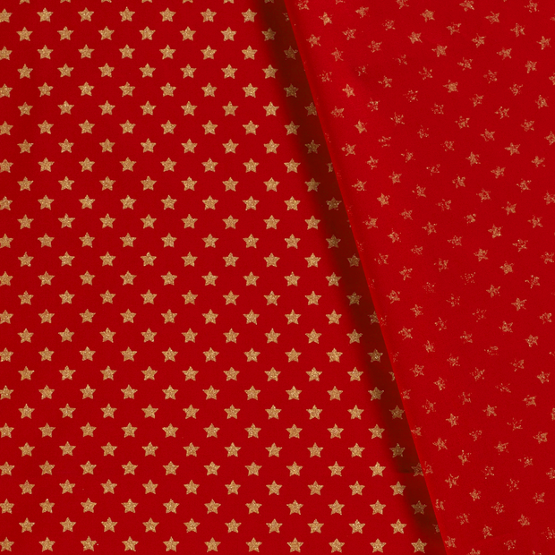 Cotton Poplin fabric Christmas stars printed and foil 