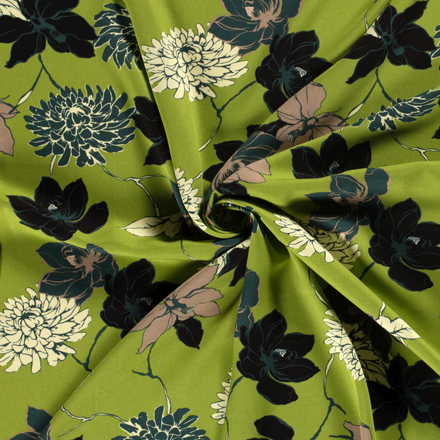 Viscose Twill fabric Green printed 