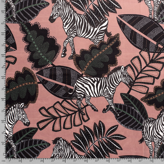 Velvet fabric Zebras digital printed 