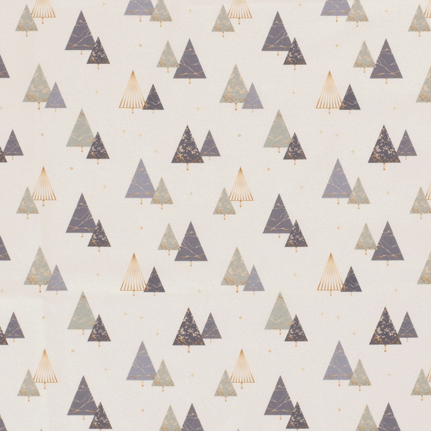 Cotton Poplin fabric Christmas ornaments Beige