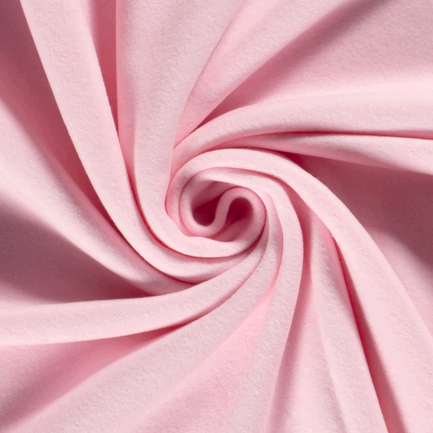Polaire de Coton tissu Unicolore Rose clair