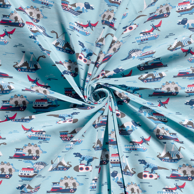 Algodón Jerséis tela Azul bebé estampado 