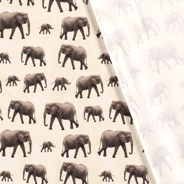 Algodón Jerséis tela Elefantes estampación digital 
