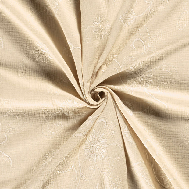 Muslin fabric Beige embroidered 