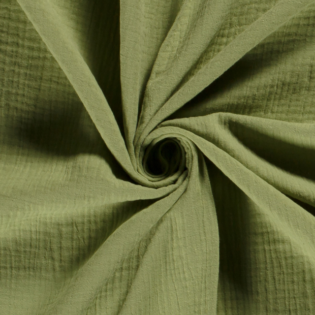 Double gaze tissu Unicolore Vert Olive