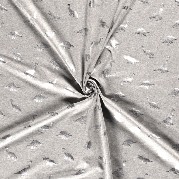 Algodón Jerséis tela Gris claro metalizado 