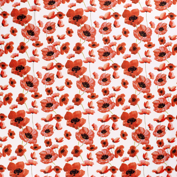 Cotton Poplin fabric Flowers Optical White