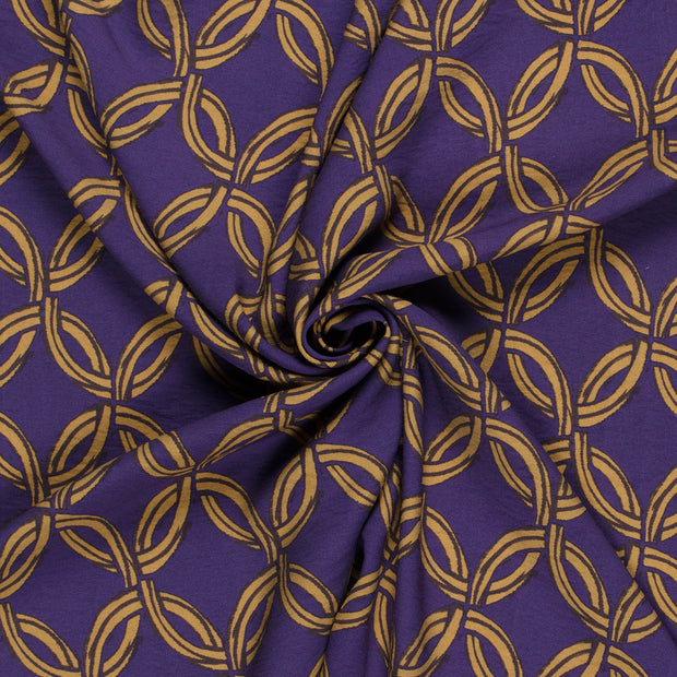 Viscose Nylon Crepe fabric Purple printed 