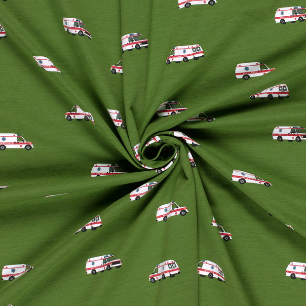 Cotton Jersey fabric Khaki Green printed 