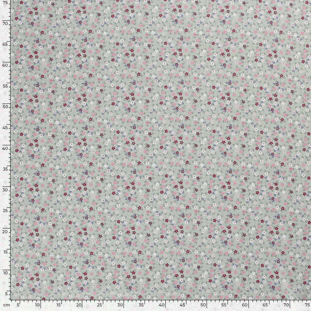 Cotton Poplin fabric Millefleurs Mint