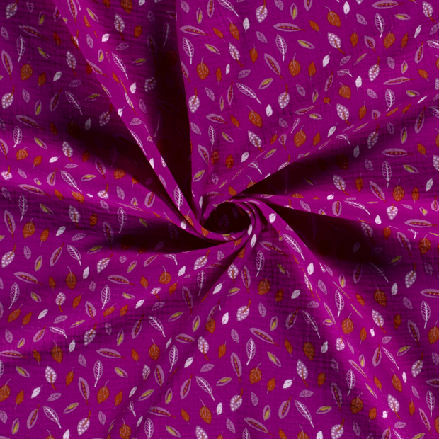 Muslin fabric Fuchsia printed 