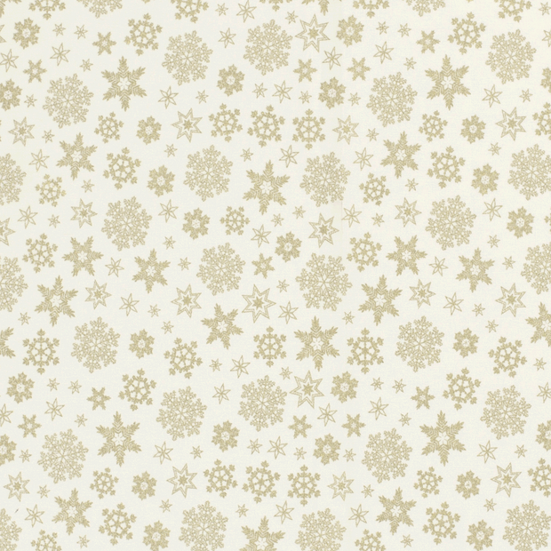 Cotton Poplin fabric Christmas stars Off White