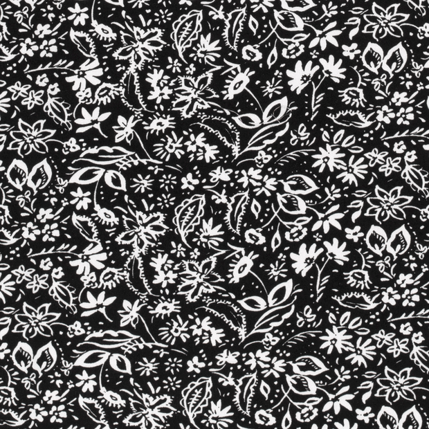 Viscose Twill fabric Flowers Black