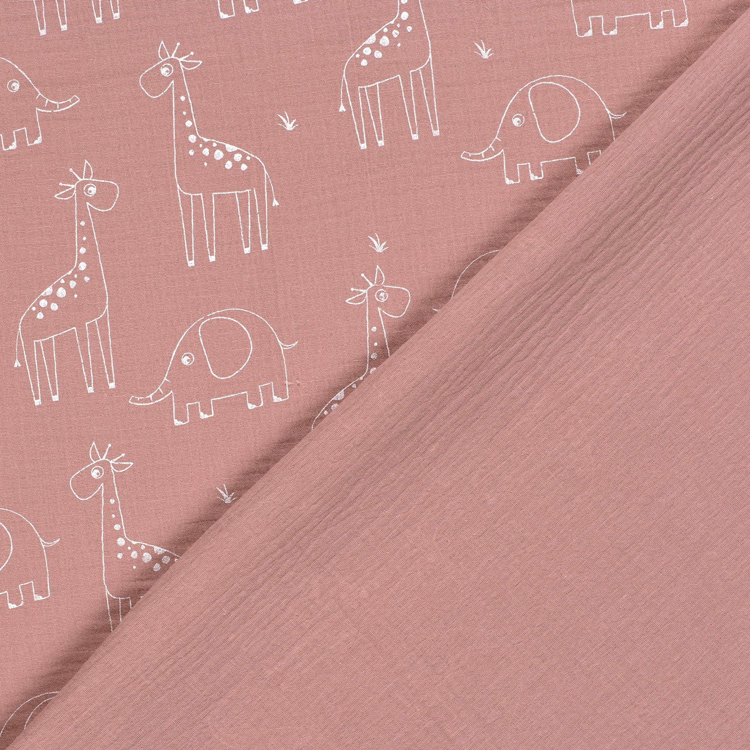 Muslin fabric Giraffes Light Mauve Wholesale fabrics Nooteboom Textiles
