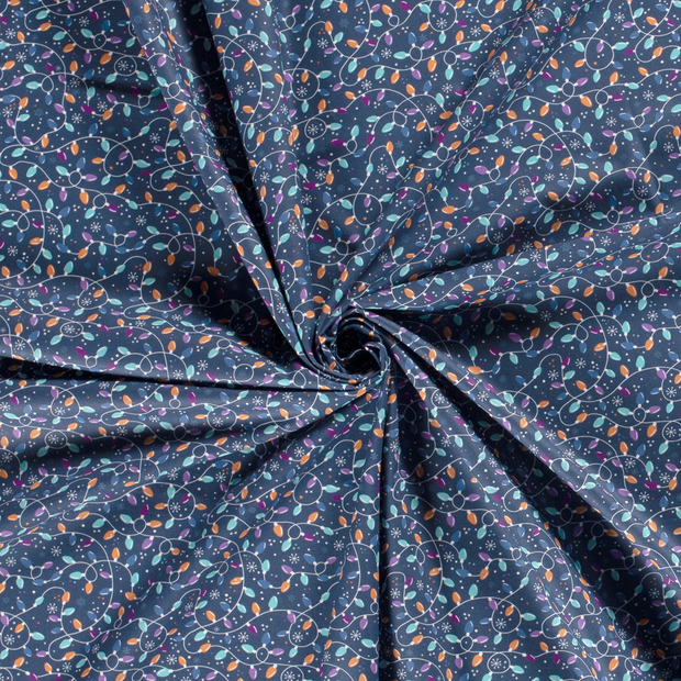 Cotton Poplin fabric Navy printed 