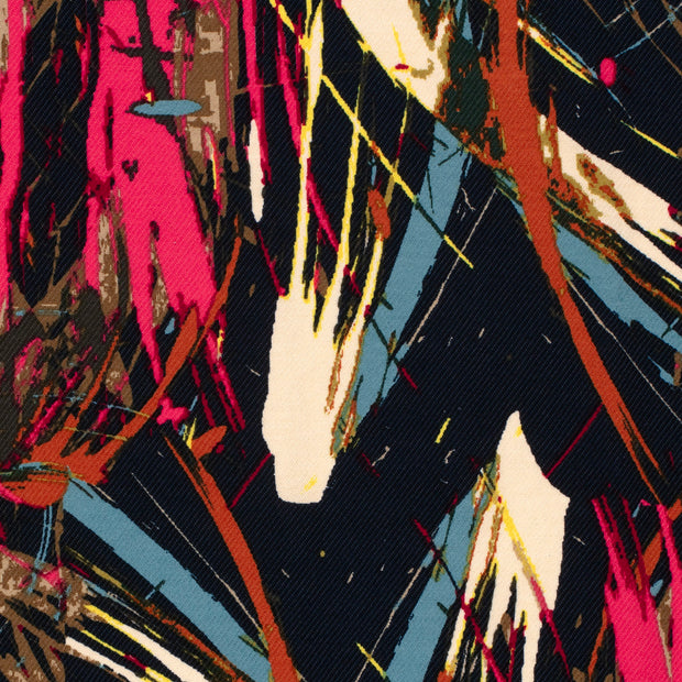 Viscose Nylon Jersey tela Abstracto Azul marino