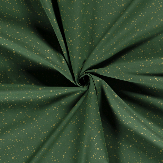 Cotton Poplin fabric Green printed and foil 