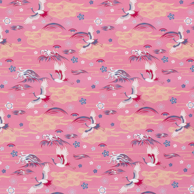 Cotton Poplin fabric Animals Pink