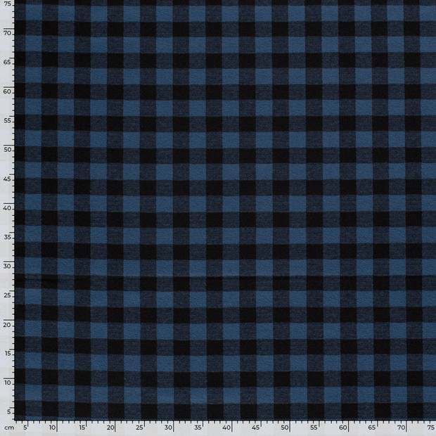 Heavy Knit fabric Checks Indigo