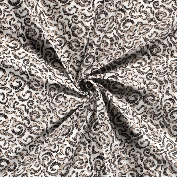 Woven Cotton Viscose fabric Off White slub printed 