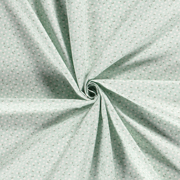 Cotton Poplin fabric Mint printed 