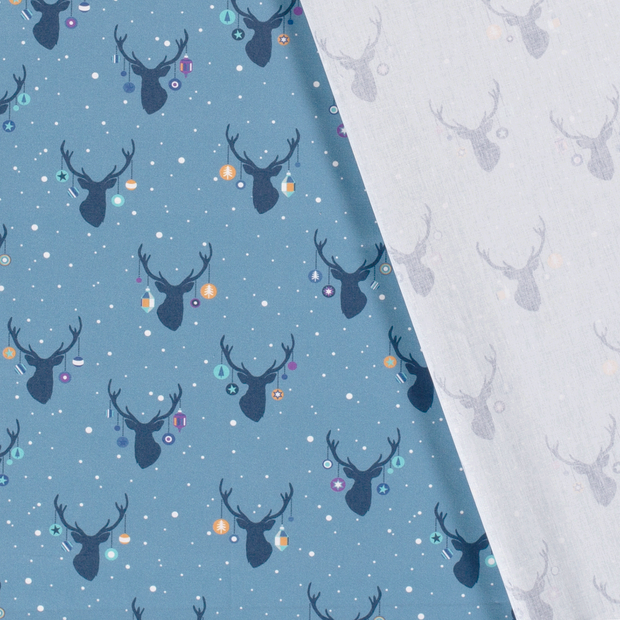 Cotton Poplin fabric Christmas snowflakes printed 
