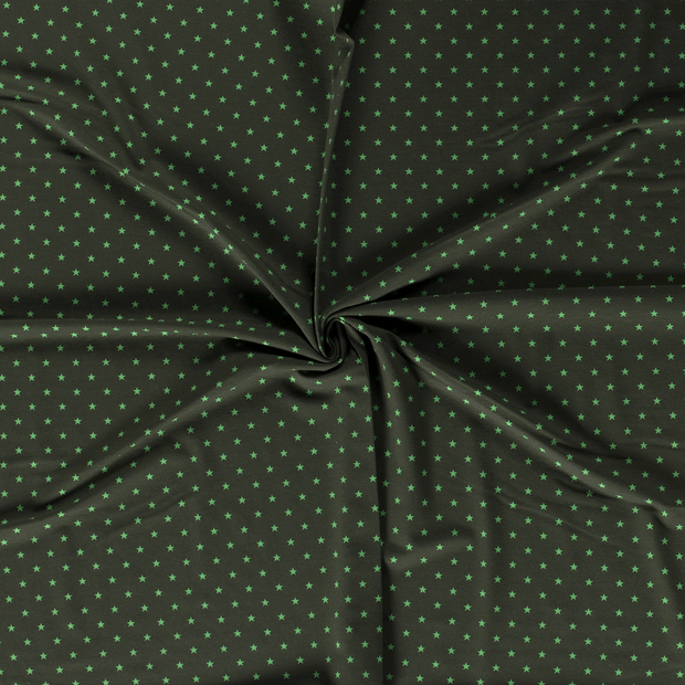 Katoen Jersey stof Donker groen bedrukt 