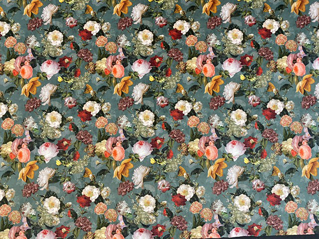 Velvet fabric Mint digital printed 