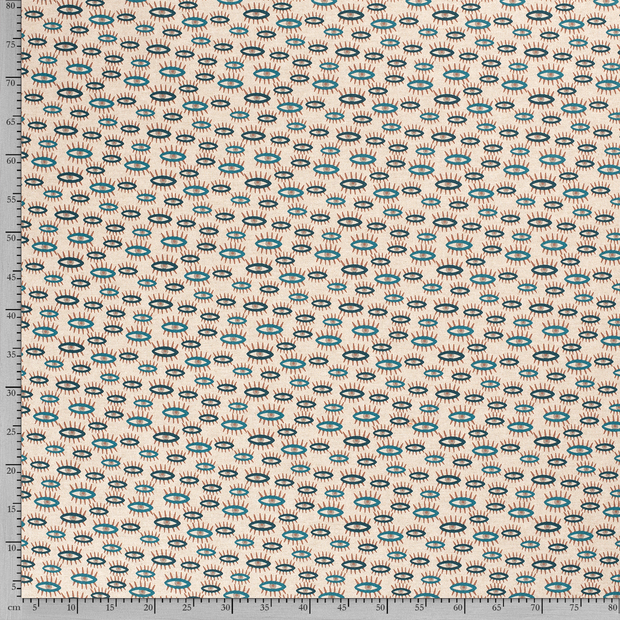 Linen Look fabric Petrol printed 