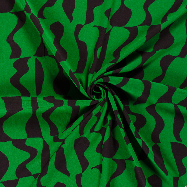 Borken Crepe tela Verde estampado 