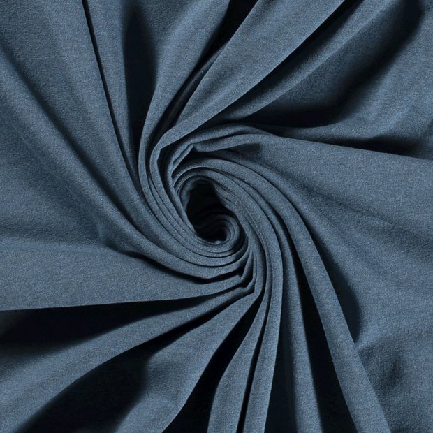 Jersey de Coton tissu Unicolore Bleu Canard