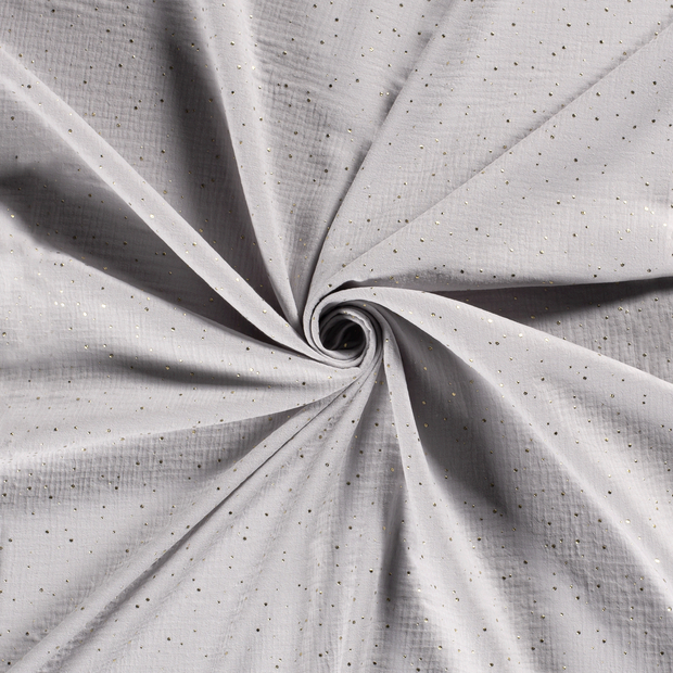 Muslin fabric Light Grey foiled 