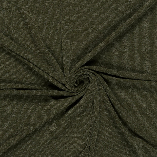 Rib Jersey fabric Khaki Green Lurex 