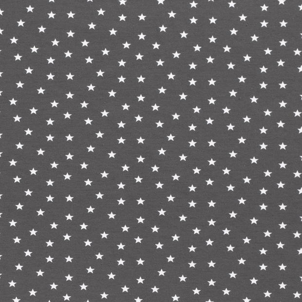 Cotton Jersey fabric Stars Dark Grey